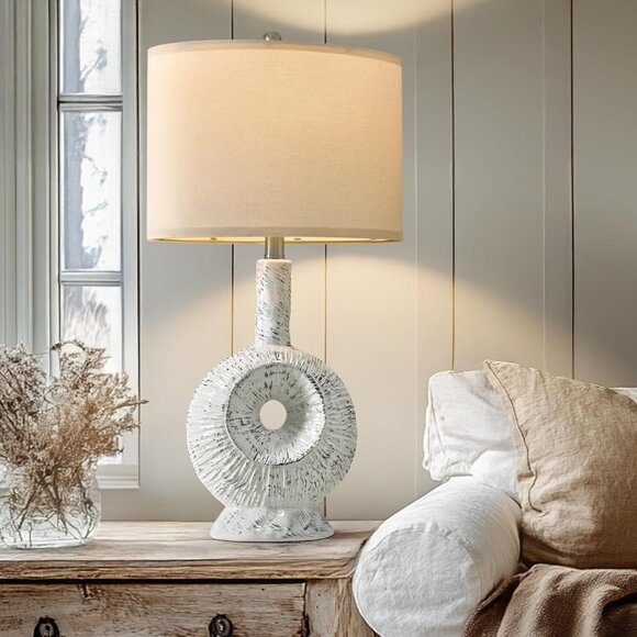 New-26.75" Ceramic Table Lamp Farmhouse Rustic Boho Retro Modern - Picture 1 of 5